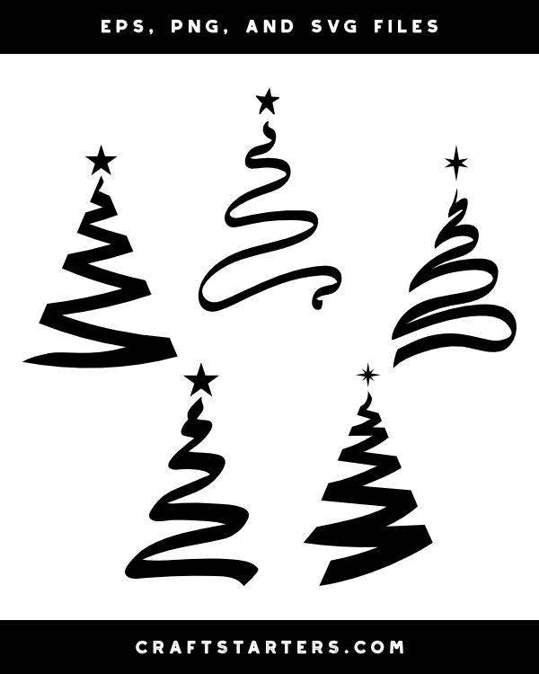 Ribbon Christmas Tree Silhouette Clip Art