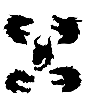 Roaring Dragon Head Silhouette Clip Art