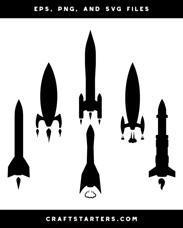 Rocket with Exhaust Silhouette Clip Art