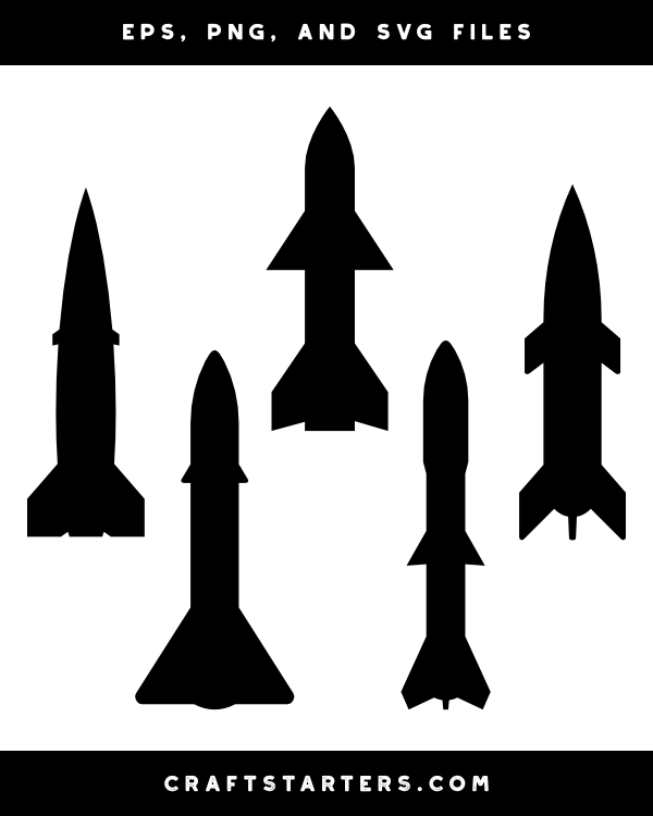 Rocket with Fins Silhouette Clip Art