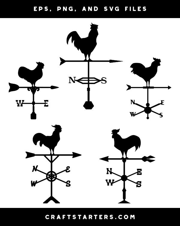 Rooster Weathervane Silhouette Clip Art