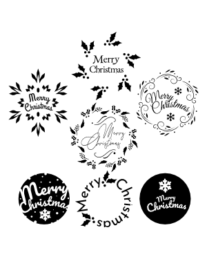 Round Merry Christmas Silhouette Clip Art
