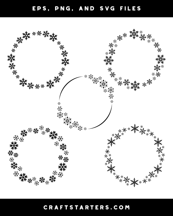 Round Snowflake Border Silhouette Clip Art