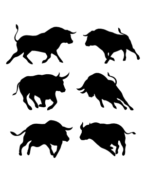 Running Bull Silhouette Clip Art