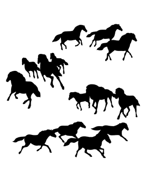 Running Horses Silhouette Clip Art