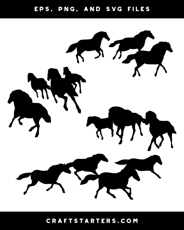 Running Horses Silhouette Clip Art