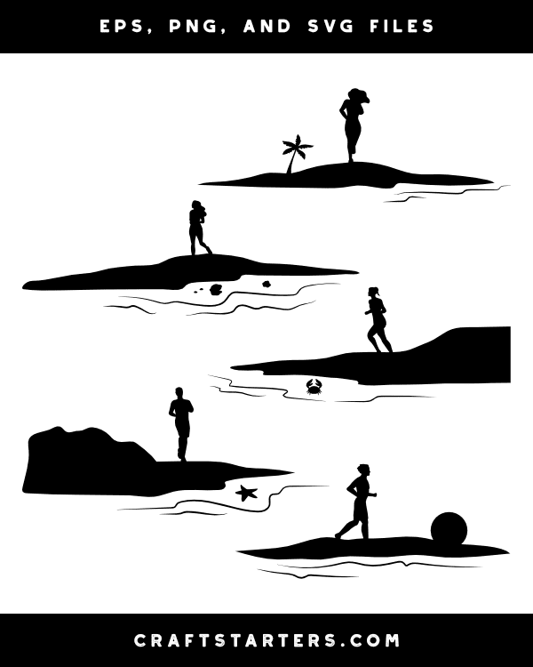 Running on Beach Silhouette Clip Art