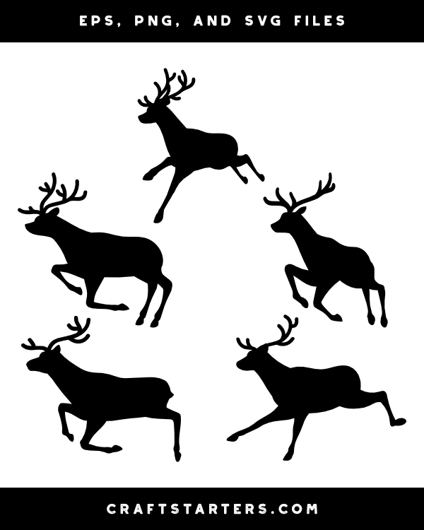 Running Reindeer Silhouette Clip Art