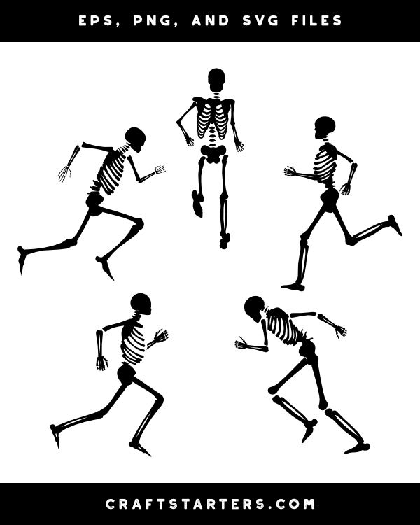 Running Skeleton Silhouette Clip Art