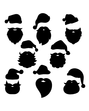 Santa Claus Hat and Beard Silhouette Clip Art