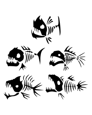 Scary Fish Skeleton Silhouette Clip Art