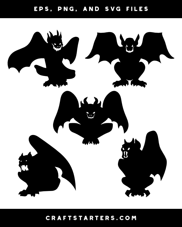 Scary Gargoyle Silhouette Clip Art