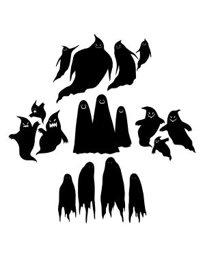 Scary Ghost Family Silhouette Clip Art