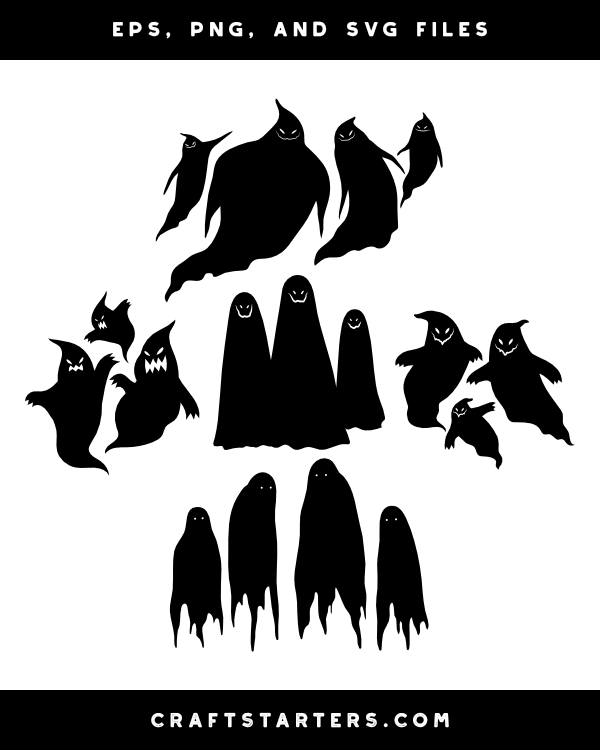 Scary Ghost Family Silhouette Clip Art