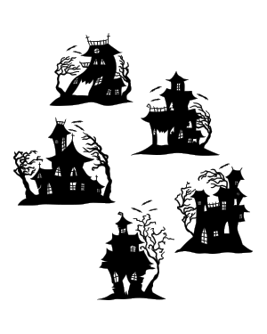 Scary Haunted House Silhouette Clip Art