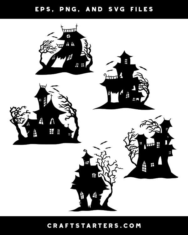 Scary Haunted House Silhouette Clip Art