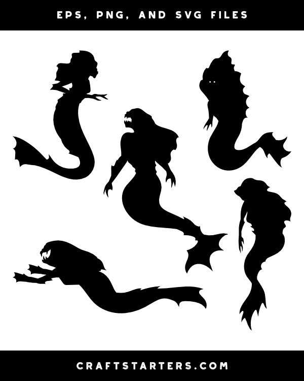 Scary Mermaid Silhouette Clip Art