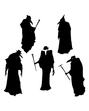 Scary Plague Doctor Silhouette Clip Art