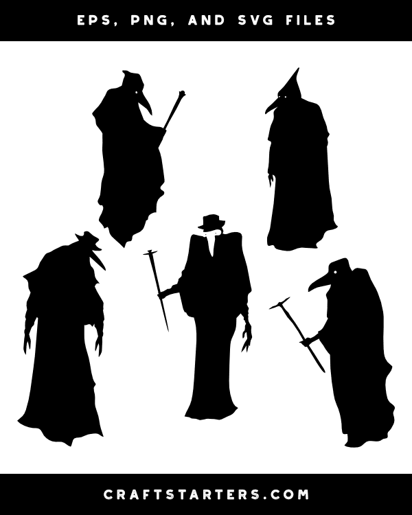 Scary Plague Doctor Silhouette Clip Art