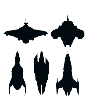 Sci-Fi Spaceship Silhouette Clip Art
