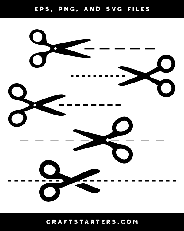 Scissors and Cut Line Silhouette Clip Art