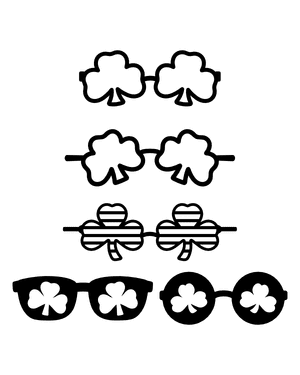 Shamrock Glasses Silhouette Clip Art