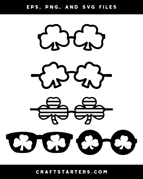 Shamrock Glasses Silhouette Clip Art