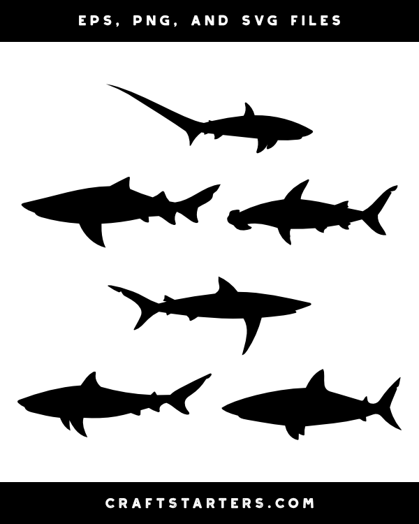Shark Side View Silhouette Clip Art