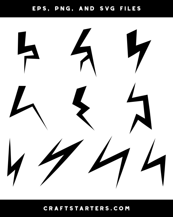 Short Lightning Bolt Silhouette Clip Art