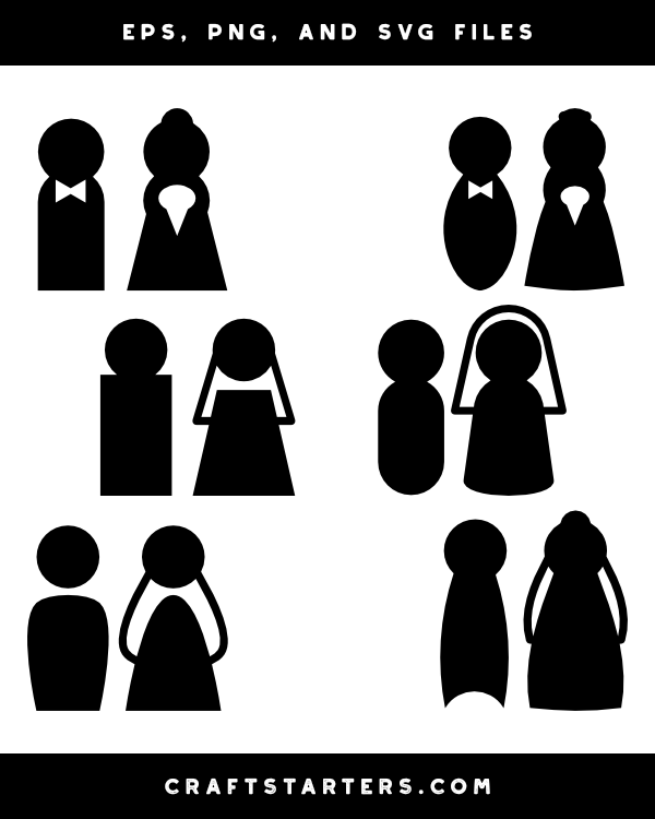 Simple Bride and Groom Silhouette Clip Art