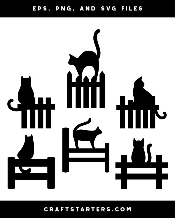 Simple Cat on Fence Silhouette Clip Art