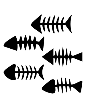 Simple Fish Skeleton Silhouette Clip Art