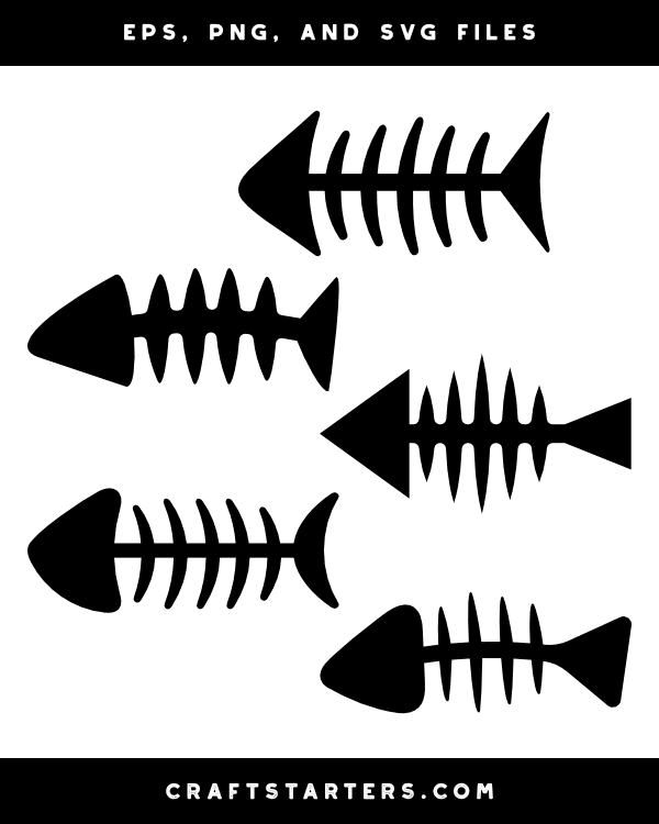 Simple Fish Skeleton Silhouette Clip Art