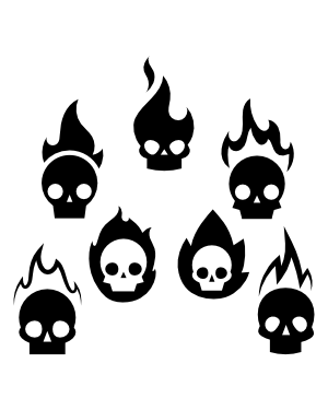 Simple Flaming Skull Silhouette Clip Art