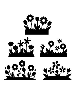 Simple Flower Bed Silhouette Clip Art