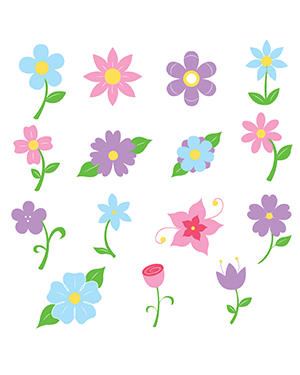 Simple Flower Digital Stamps