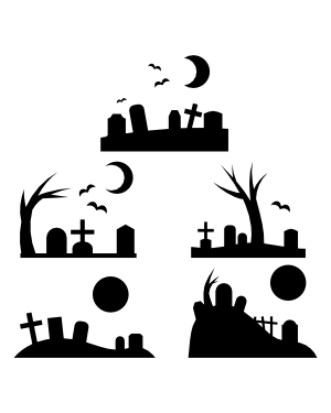 Simple Graveyard Silhouette Clip Art