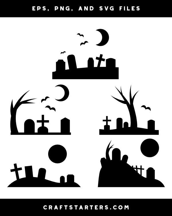 Simple Graveyard Silhouette Clip Art