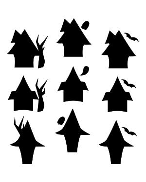 Simple Haunted House Silhouette Clip Art