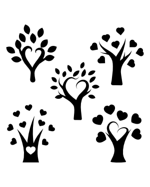 Simple Heart Tree Silhouette Clip Art