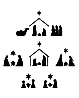 Simple Nativity Scene Silhouette Clip Art