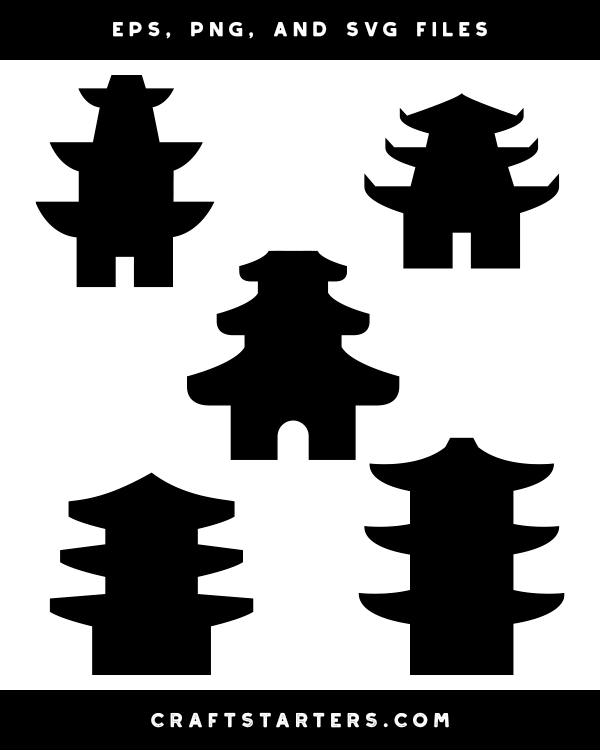 Simple Pagoda Silhouette Clip Art