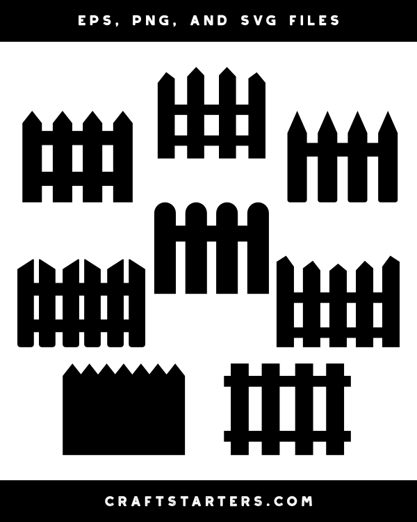 Simple Picket Fence Silhouette Clip Art