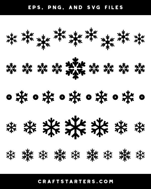 Simple Snowflake Divider Silhouette Clip Art