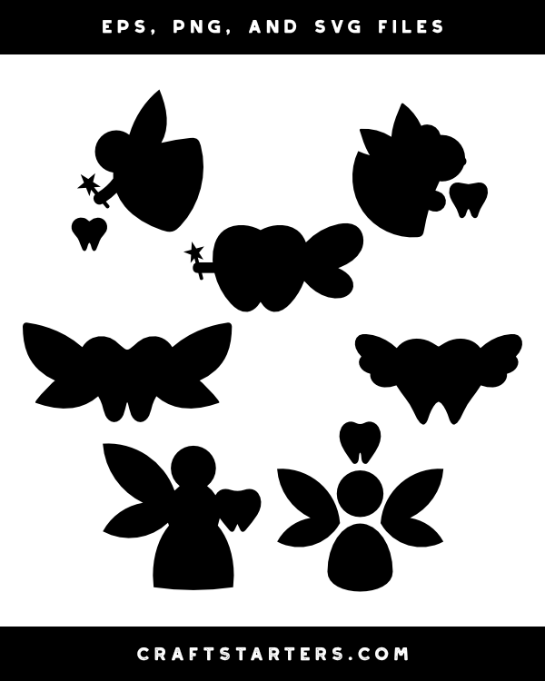 Simple Tooth Fairy Silhouette Clip Art