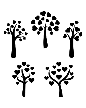 Simple Tree With Heart Leaves Silhouette Clip Art