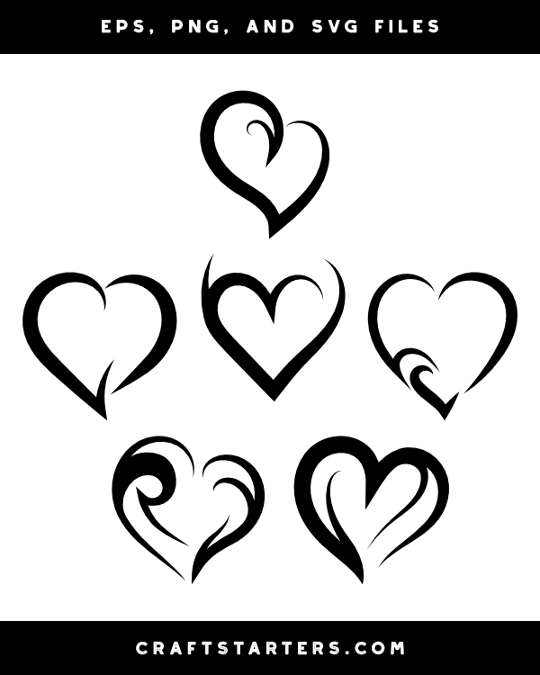 Simple Tribal Heart Silhouette Clip Art