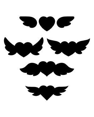 Simple Winged Heart Silhouette Clip Art