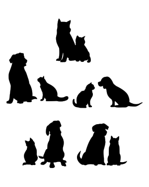 Sitting Cat And Dog Silhouette Clip Art