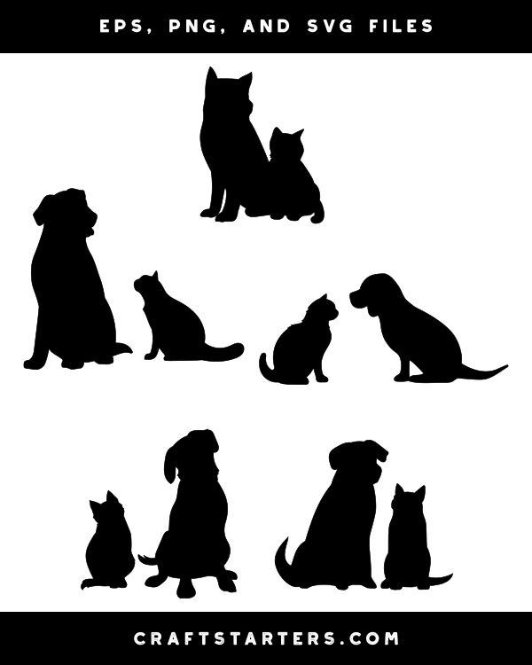 Sitting Cat And Dog Silhouette Clip Art